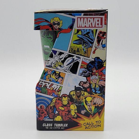 Marvel Comics Retro Four Heroes 16 OZ Pint Glass Tumbler in Gift Box- New - Picture 4 of 5